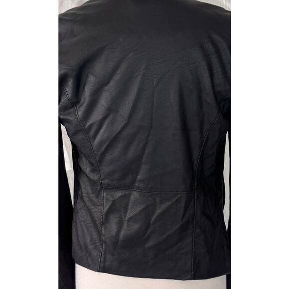 Blank NYC Mixed Media Drape Front Jacket Small Black Sued Faux Leather - Picture 8 of 9